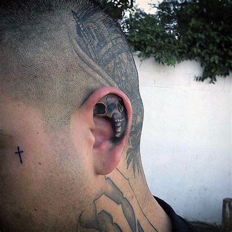 46 pretty behind the ear tattoos that will please you; 100 Ear Tattoos For Men - Inner And Outer Design Ideas