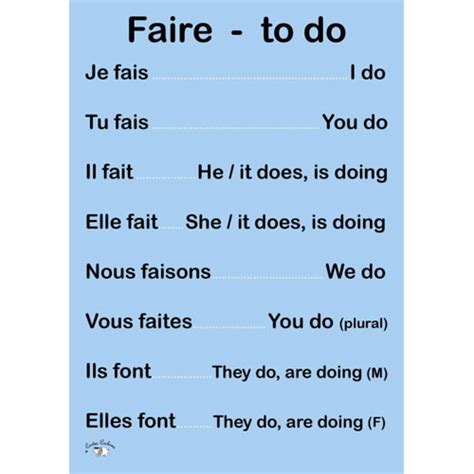 French Verb Poster Faire Little Linguist