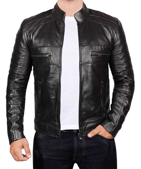Johnson Black Real Leather Stylish Men Jacket The Genuine Leather