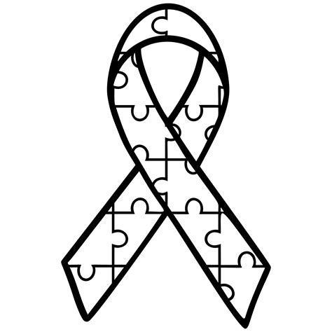 Autism Ribbon Black And White Autism Awareness Themed Svg And Etsy