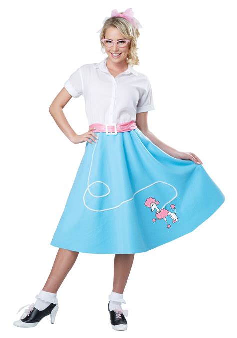 Blue 50s Poodle Skirt For Women Costume