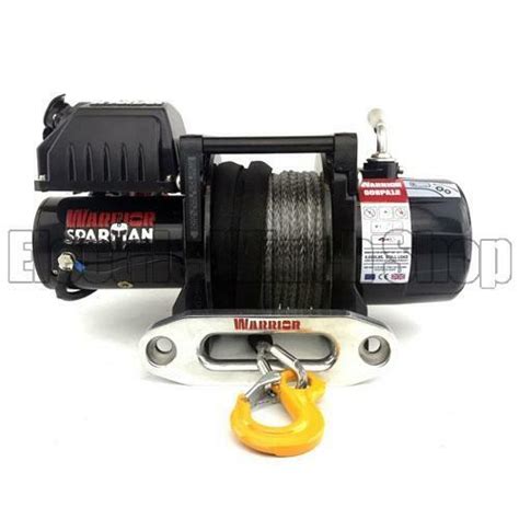 warrior spartan 6000lb 12v electric winch synthetic rope heavy duty recovery ebay
