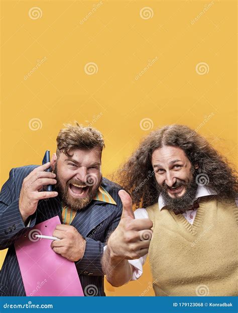 Portrait Of A Two Geeks In An Office Circumstances Stock Photo Image