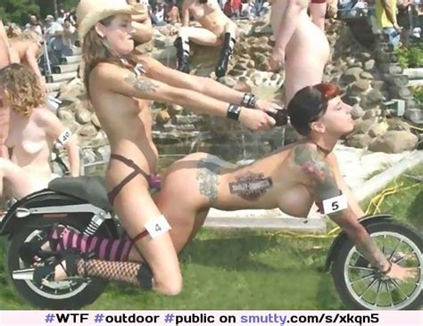 Outdoors Publicnudity Public Strapon Bike Tattoo Nude Boobs