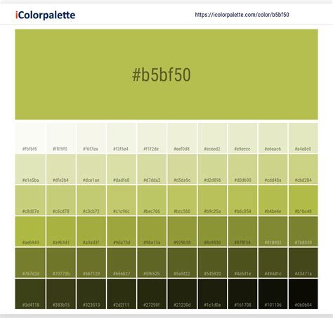 Pantone 14 0445 Tcx Bright Chartreuse Color Hex Color Code B5bf50