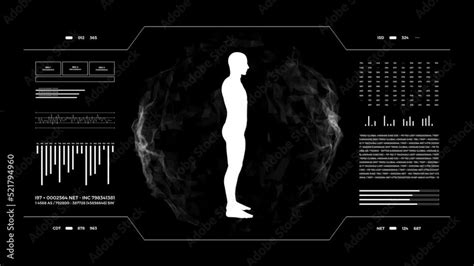 3d Human Body Futuristic Medical Scan With Infographics Animated Data