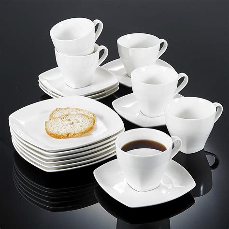 Vancasso18 Piece Ivory Porcelain Tea Coffee Cup Sets Included 6 Piece