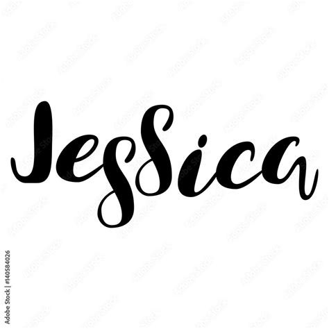 Female Name Jessica Lettering Design Handwritten Typography Vector Stock Vektorgrafik