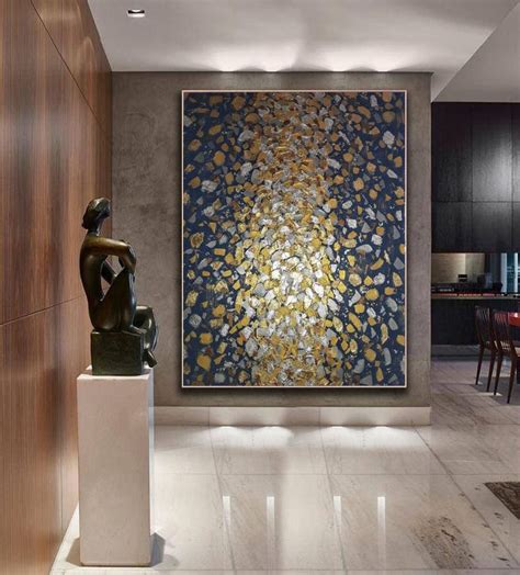 Extra Large Abstract Modern Art Gold Silver Leaf Contemporary Rich