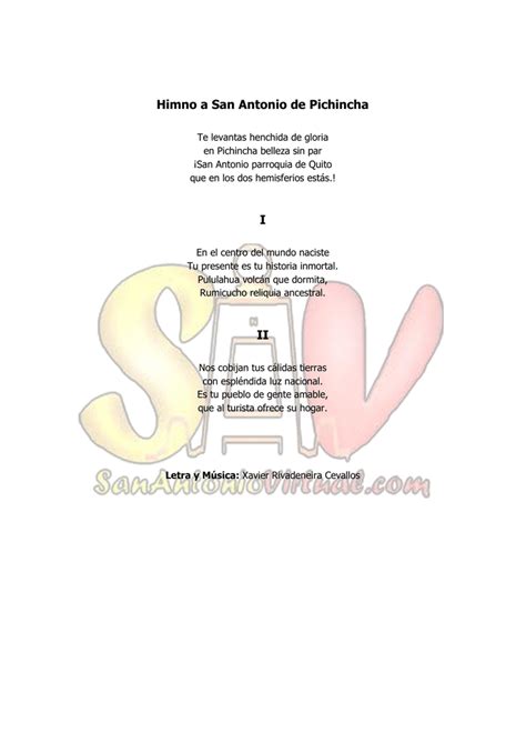 337262861 himno del artesano docx. Himno a San Antonio de Pichincha I II