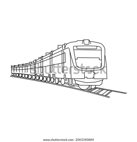 Vektor Stok Train Line Drawing Clip Art Tanpa Royalti 2003340884