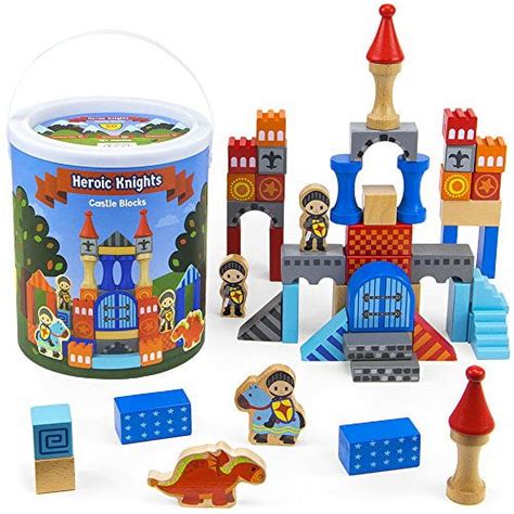 imagination generation heroic knights wood castle building blocks and figures toy