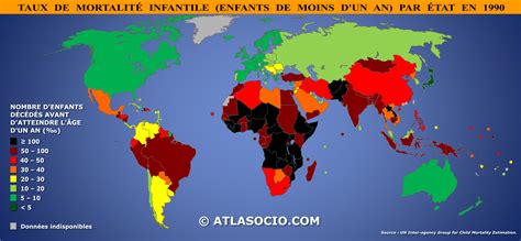 Carte du monde : taux de mortalité infantile | Atlasocio.com