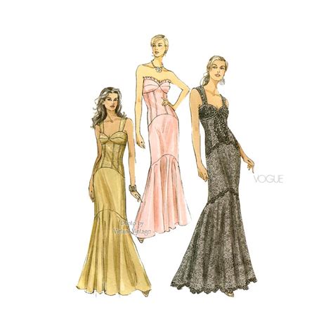 Formal Mermaid Dress Pattern Vogue V8288 Strapless Evening Gown Patterns