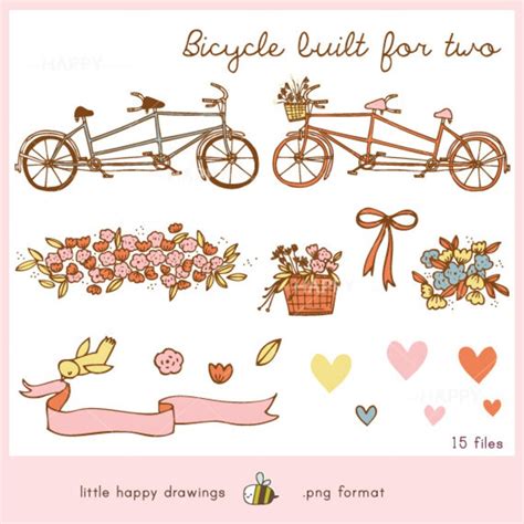 Bicycle Built For Two CLIP ART Etsy
