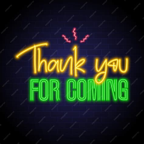 Premium Vector Thank You For Coming Letter With Neon Light Glowing