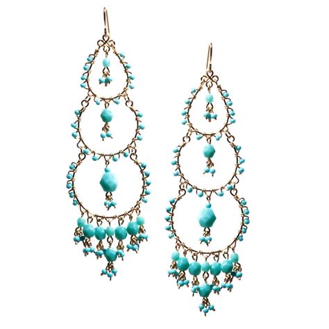 Turquoise Chandelier Earrings Handmade Beaded Earrings