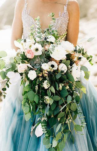 Gorgeous Bouquet From Aqua Blue From Waterfront Wedding In Malibu