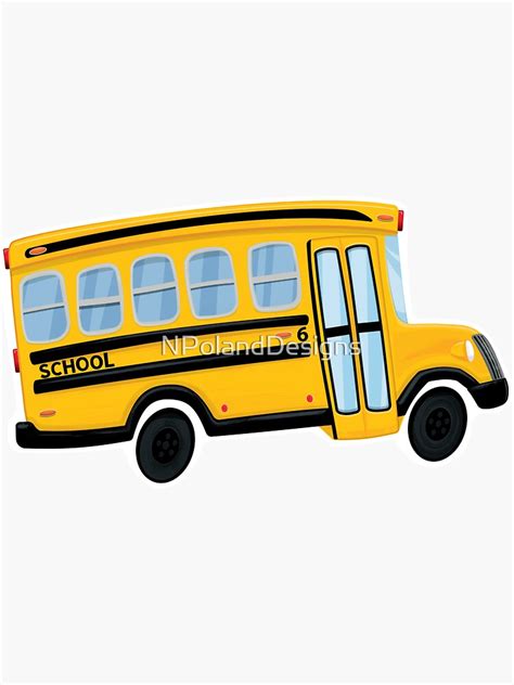 Cute Yellow School Bus Sticker Sticker For Sale By Npolanddesigns
