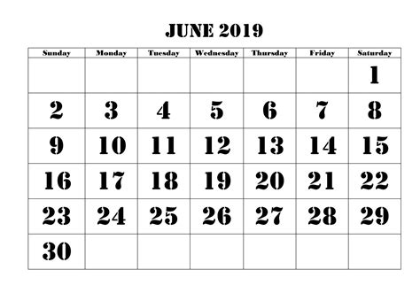 June 2019 Pdf Calendar June 2019 Calendar Calendar Printables Free