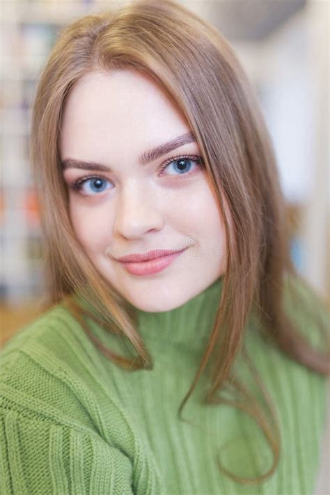 Portrait Of A Beautiful Girl With Blue Eyes Stock Image Image Of