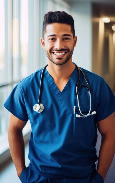 Premium Ai Image Friendly Male Nurse At Nurses Station