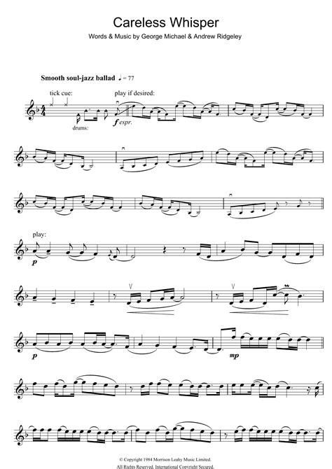 Careless Whisper Sheet Music George Michael Violin Solo