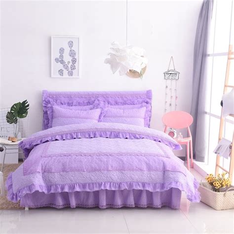 It comes in four sizes: Lavender Purple Quilted Heart Pattern Scalloped Ruffle ...