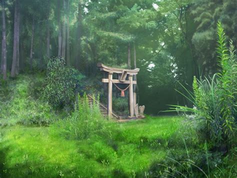 Anime Scenery Shrine Gate In The Forest My Style Pinterest Trees