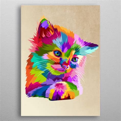 Colorful Animal Paintings Colorful Animals Cat Posters Metal Posters