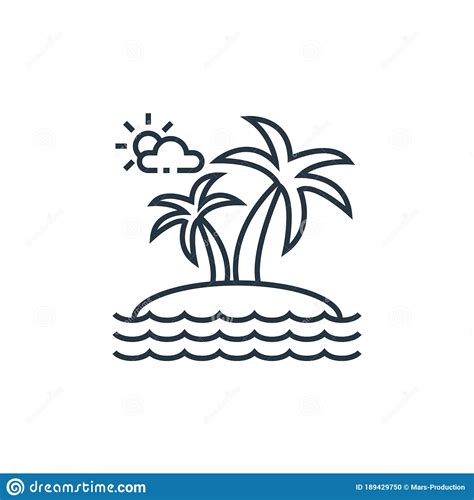 Island Vector Icon Isolated On White Background Outline Thin Line