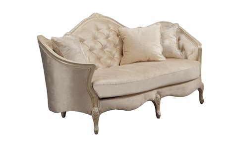 Luxury Champagne Chenille Sofa Set 3pcs Wood Trim Hd 90014 Classic