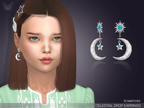 Celestial Drop Earrings For Kids By Feyona At Tsr Sims 4 Updates