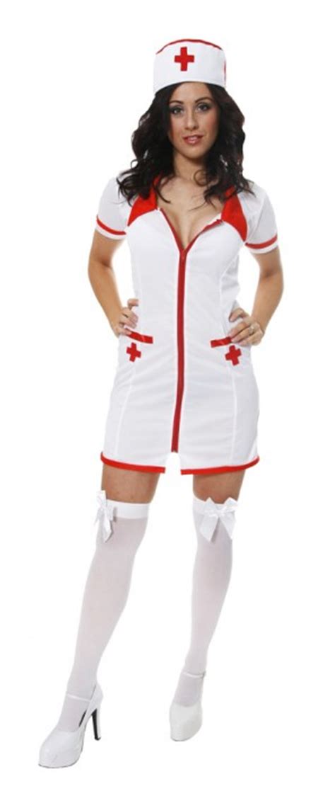 Sexy Nurse Fancy Dress Uniform Ladies Costume Womens Outfit Hat Uk 10