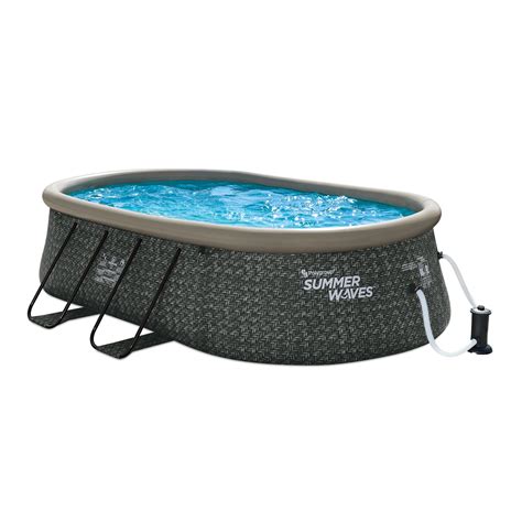 Buy Summer Waves Quick Set 15 Ft Oval Above Ground Pool With Filter Pump Dark Gray Online In