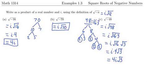 Example 1 Square Roots Of Negative Numbers Youtube