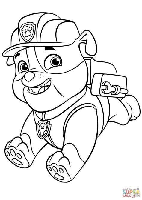Pypus is now on the social networks, follow him and get latest free coloring pages and much more. Paw Patrol Rubble With Backpack Coloring Page | Free ...