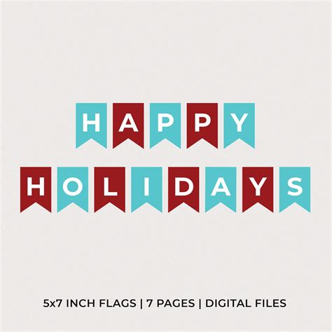 Happy Holidays Banner Printable Banner Party Favors Digital Banner