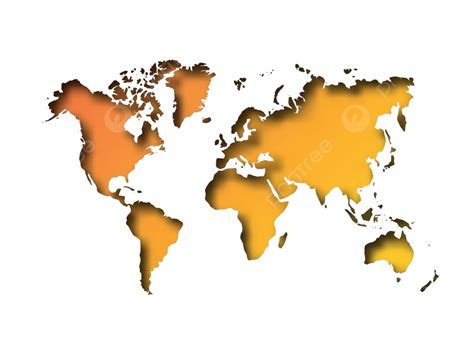 Papercut World Map With 3d Effect On Orange Gradient Background Vector