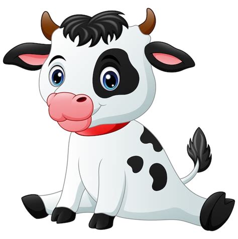 Premium Vector Cute Baby Cow Cartoon Sitting