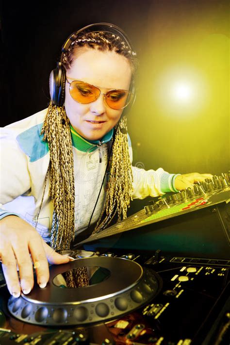 Dj Woman Playing Music By Mikser Stock Image Image Of Mixing