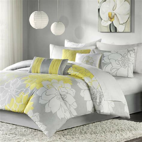 Our wide variety of king comforter sets offers many options to choose from, so you'll find just the bedding you need to wrap up in every night. BEAUTIFUL CHIC GREY GRAY YELLOW FLORAL MODERN 6 PC ...