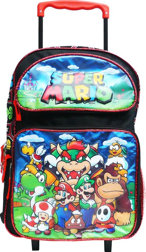 Super Mario 16 Large Rolling School Backpack Boys Book Bag