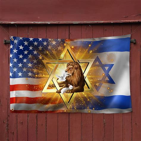 Jewish Grommet Flag Lion Of Judah Israel American Flag Qnk1023gf Flagwix