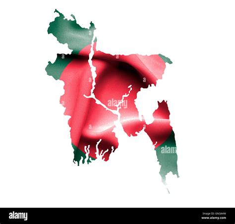 Map Of Bangladesh With Waving Flag Isolated On White Stock Photo Alamy