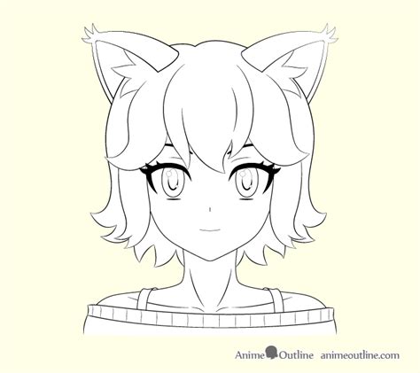 How To Draw Anime Cat Girl Ears Step By Step Animeoutline How To Draw