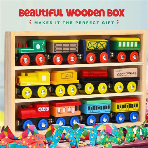 Buy Wooden Train Set 12 Pcs Train Toys Magnetic Set Includes 3