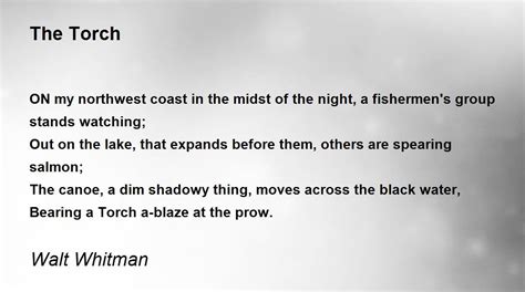 The Torch Poem By Walt Whitman Poem Hunter