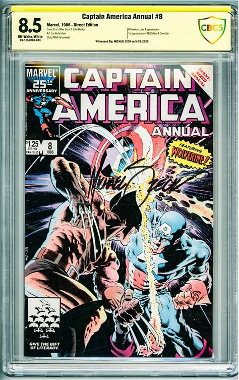 Captain America Annual 8 1986 CBCS Signature 8 5 Signed By Michael