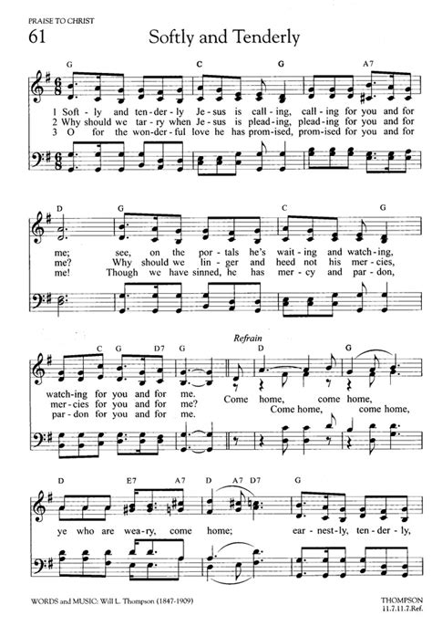 Hymns Of Promise A Large Print Songbook 61 Softly And Tenderly Jesus